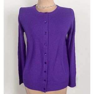 PURE Collection NWT 100% Cashmere Purple Crew Neck Cardigan Sweater US6 UK12